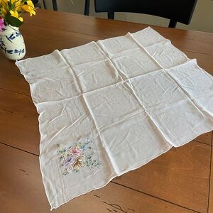 Pale Pink Vintage Scarf with Embroidery